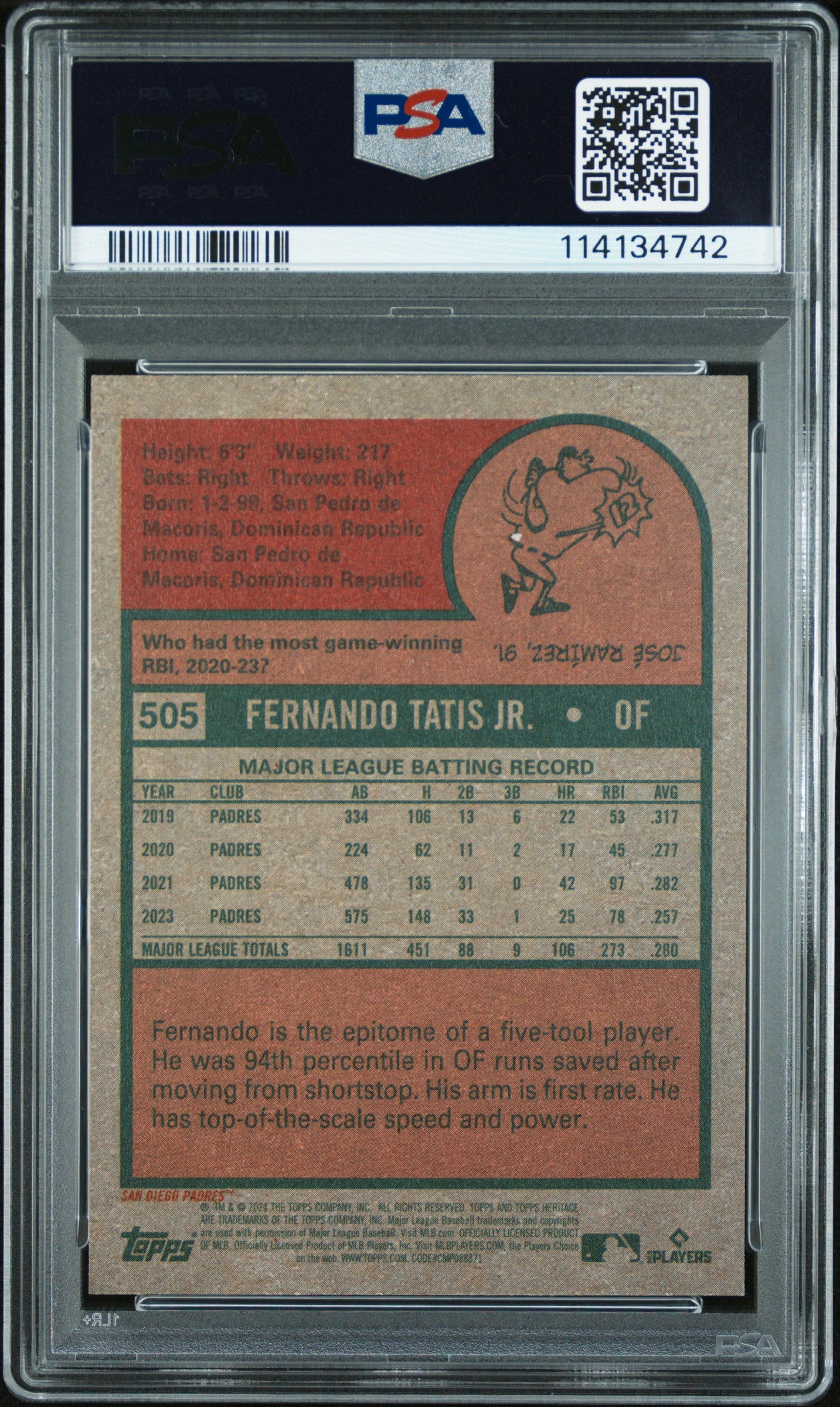 2024 Topps Heritage Fernando Tatis JR. #505 Team Name City Name Swap SP PSA 10