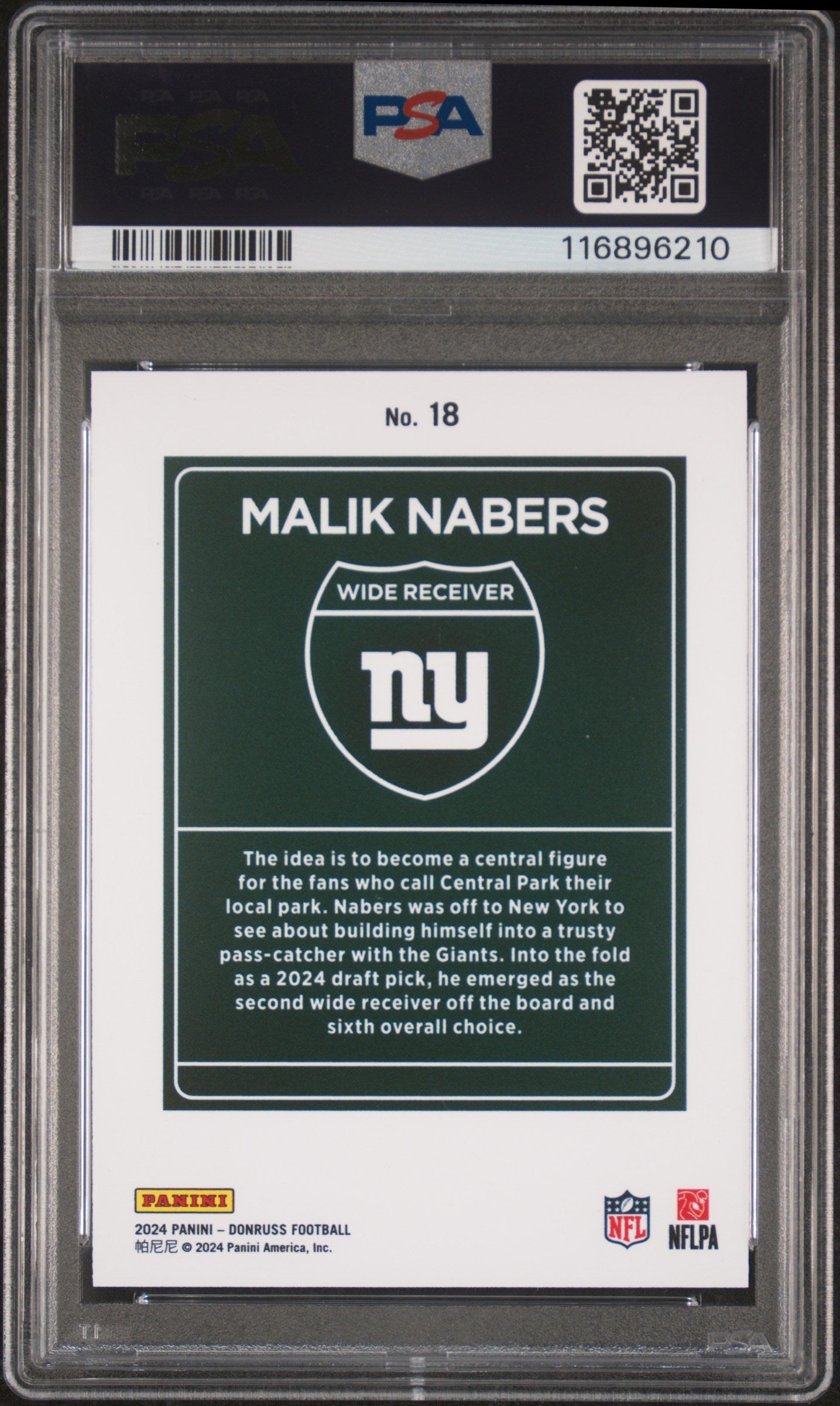 2024 Panini Donruss Downtown Malik Nabers #18 SSP PSA 10