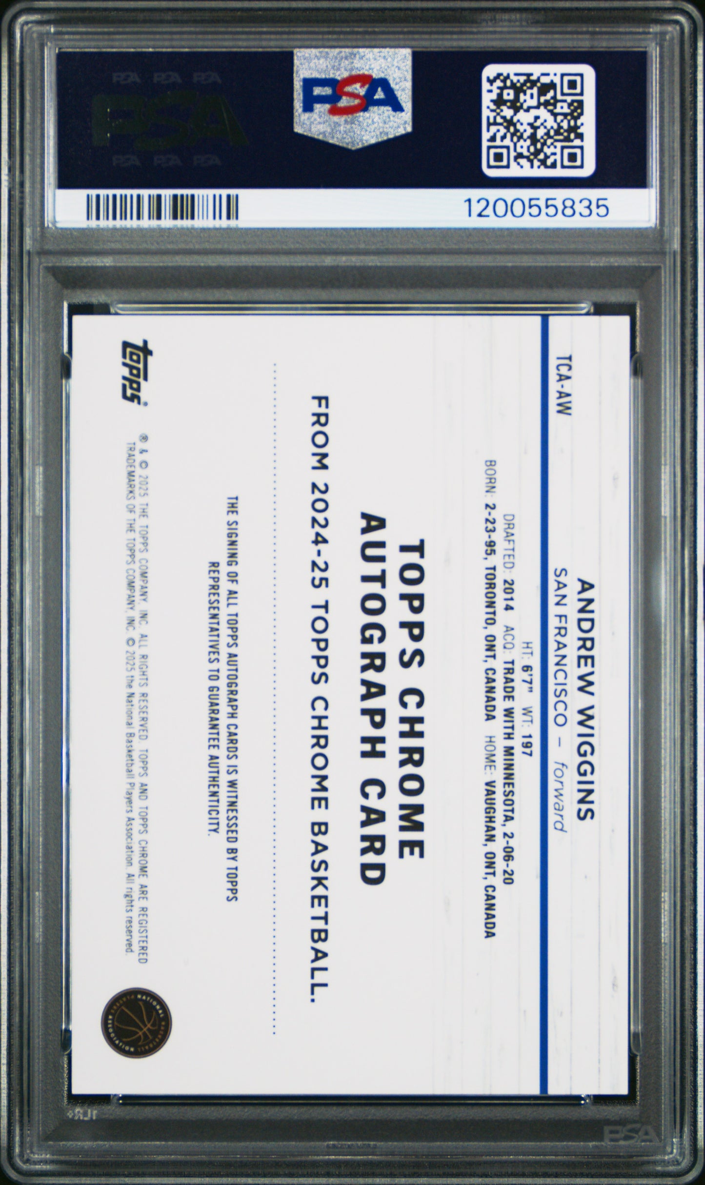 2024-25 Topps Chrome Andrew Wiggins #TCA-AW Gold Geometric Auto 44/50 PSA 10