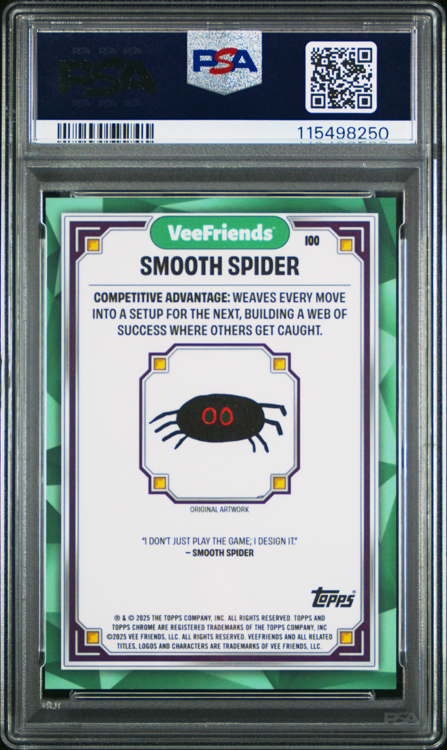 2025 Topps Chrome Veefriends Smooth Spider Shimmer 171/250 #100 PSA 9