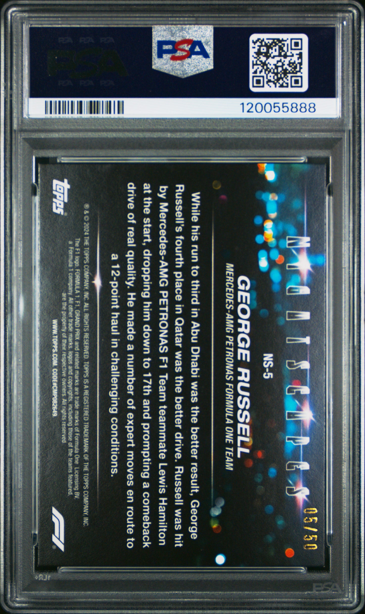 2024 Topps Paddock Pass Formula 1 Nightscapes George Russell #NS5 Red /50 PSA 8