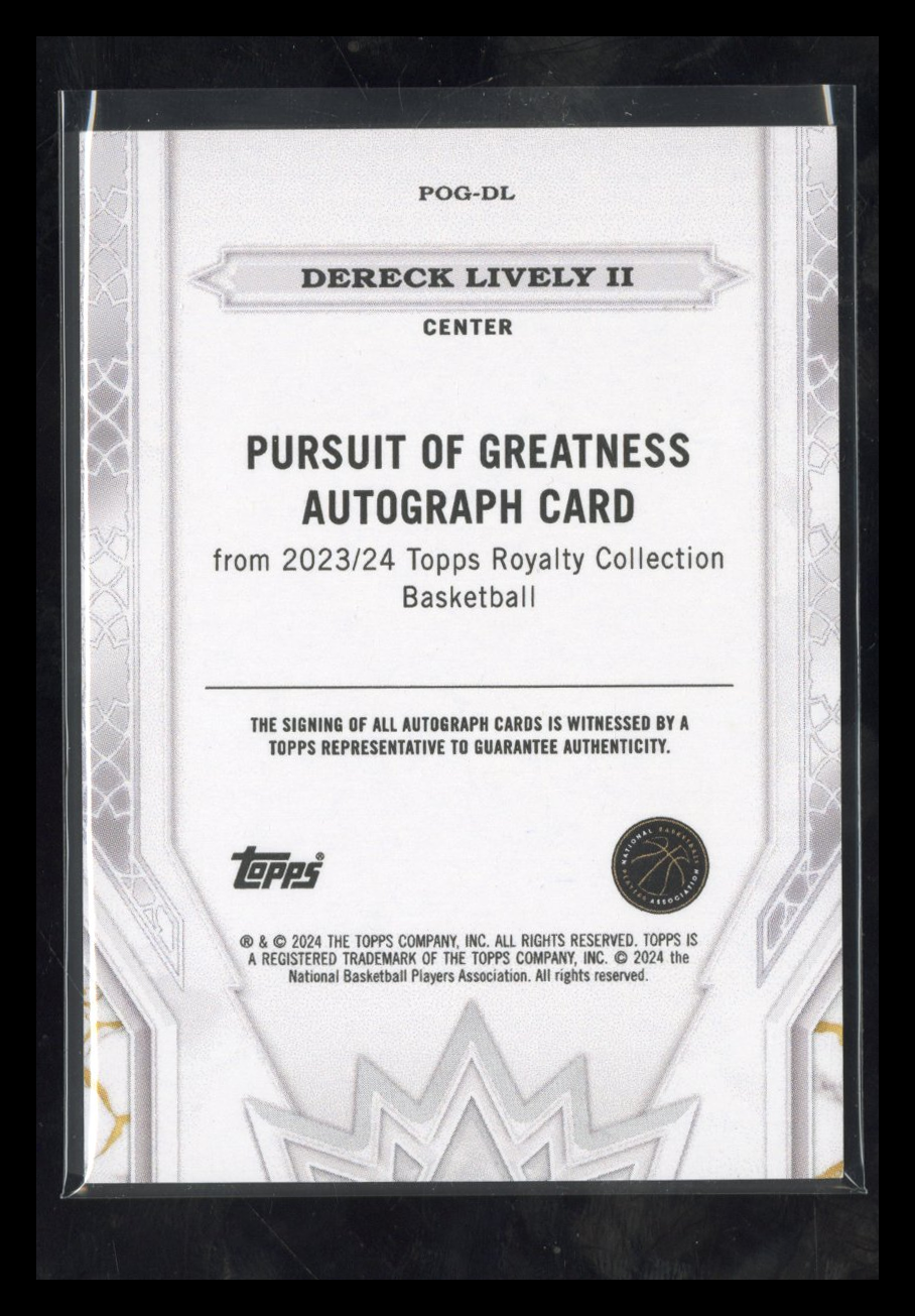 2023-24 Topps Royalty Collection Dereck Lively II #POG-DL RC Rookie Auto 44/99