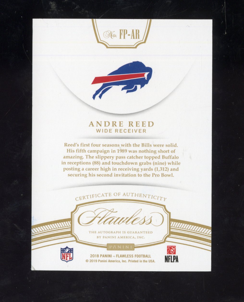 2018 Panini Flawless Football Penmanship Andre Reed #FP-AR Auto 2/2