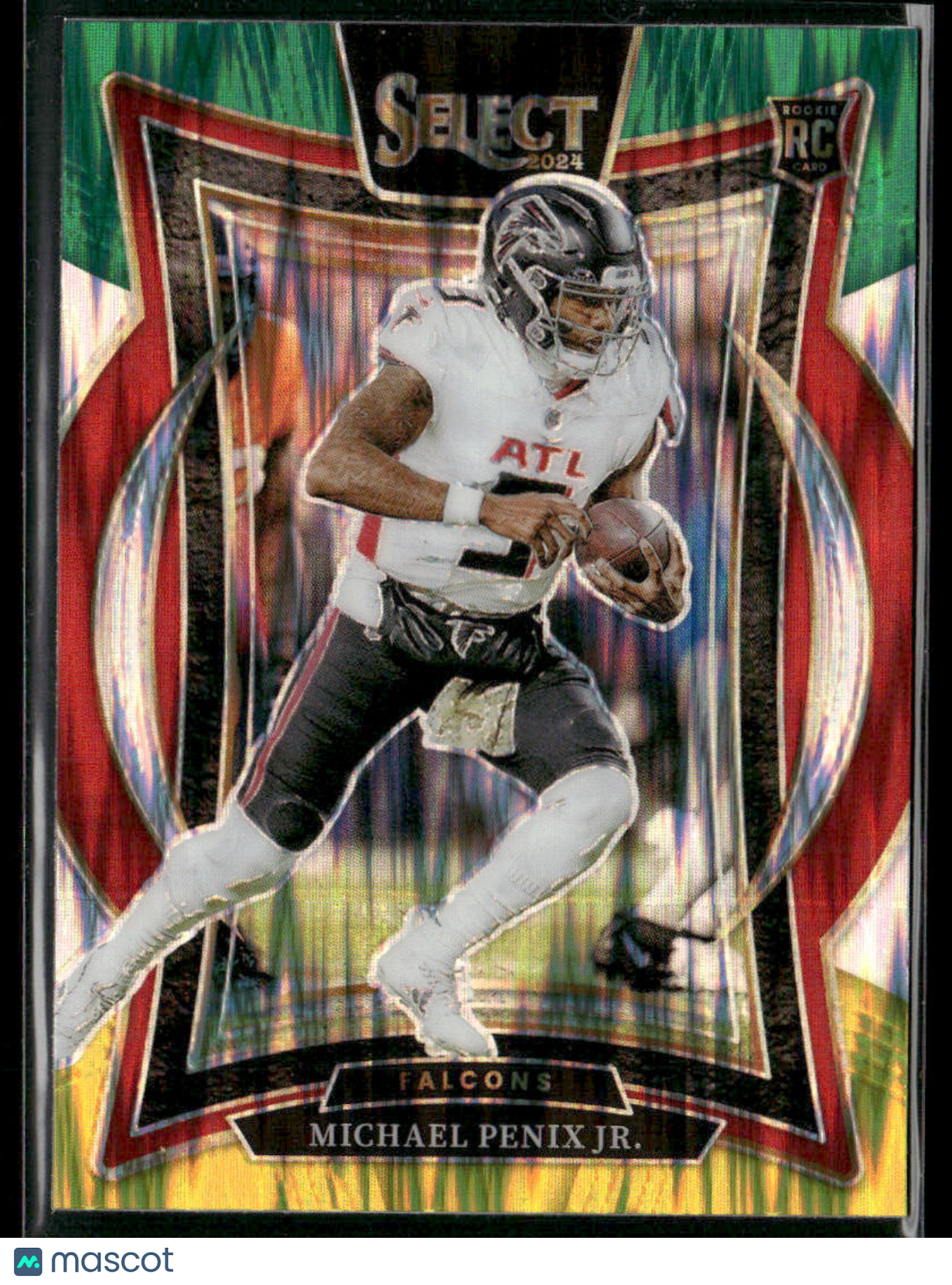 2024 Panini Select Michael Penix Jr. #80 Green And Yellow Shock Prizm RC Rookie