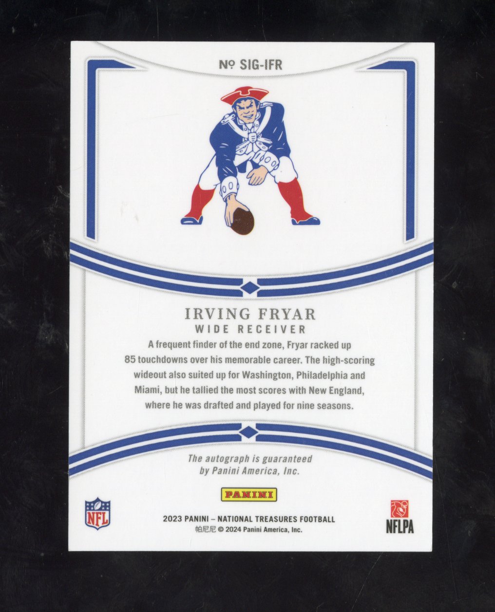 2023 Panini National Treasures Irving Fryar #SIG-IFR Emerald Signatures Auto 5/5