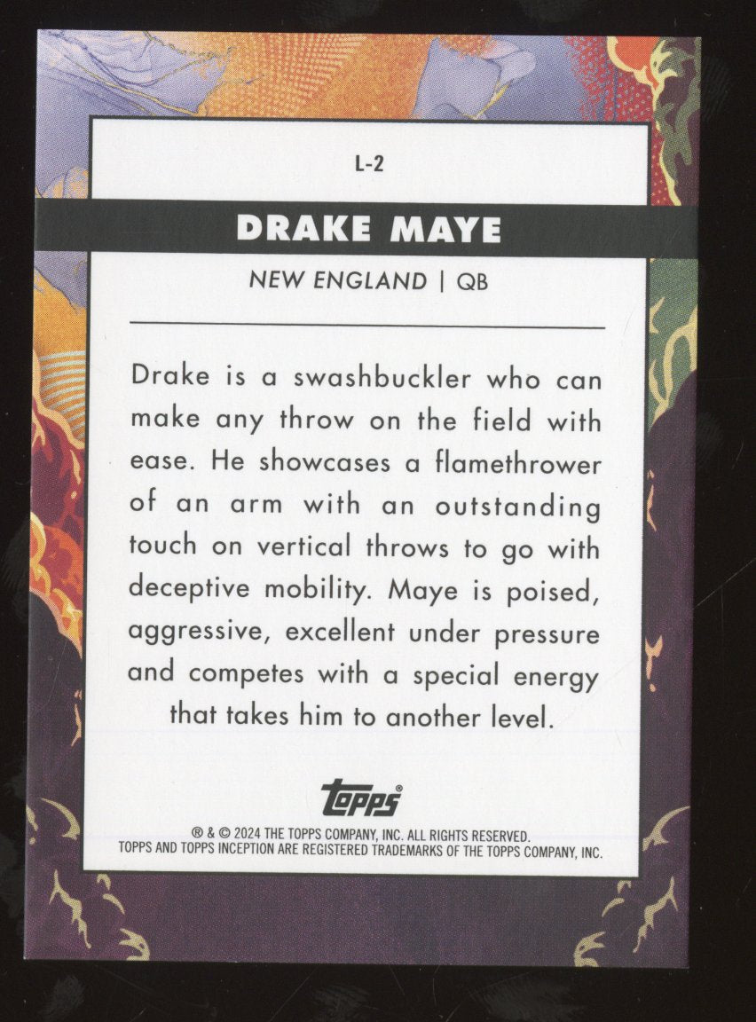 2024 Topps Inception Drake Maye #L-2 Launch SP RC
