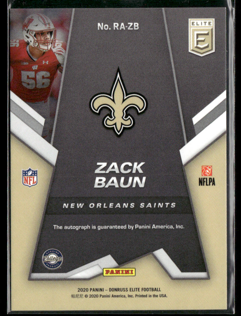 2020 Panini Donruss Elite Zack Baun #RA-ZB RC Rookie Auto 055/349