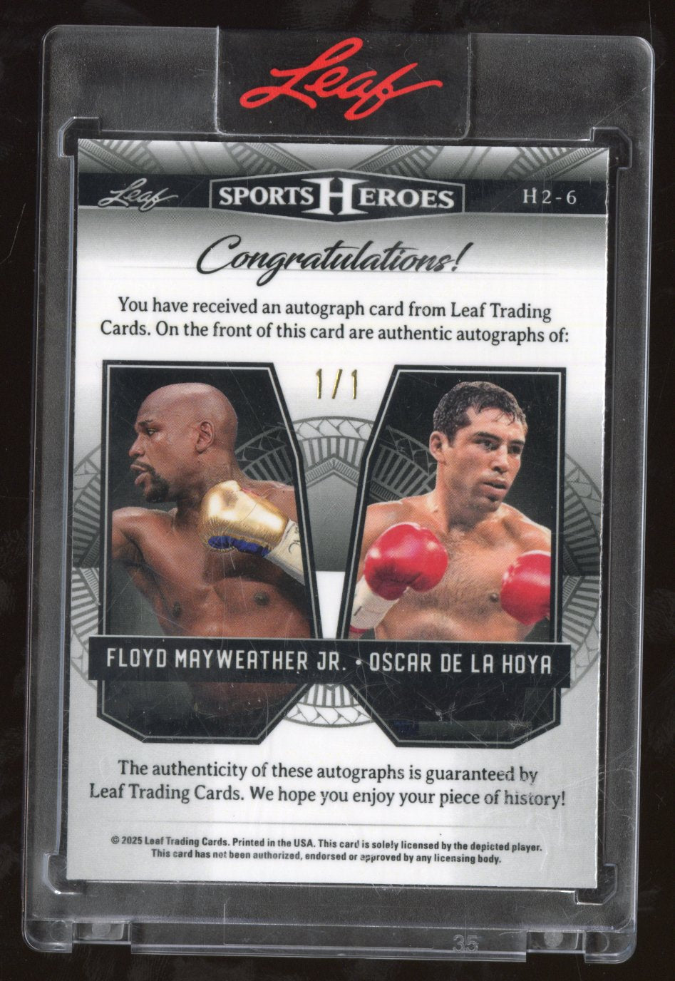 2025 Leaf Sports Heroes Floyd Mayweather Jr. Oscar De La Hoya Dual Auto 1/1
