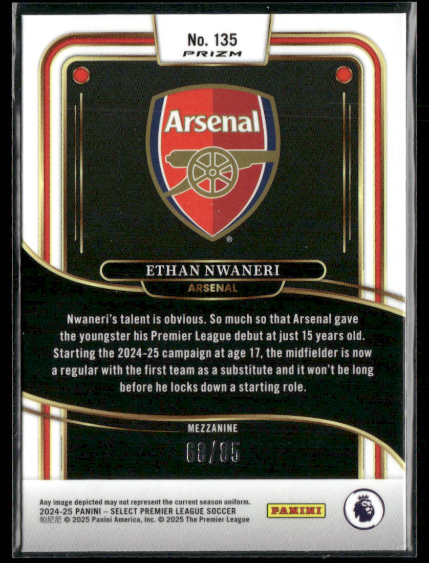 2024-25 Panini Select Premier League Ethan Nwaneri #135 White Ice Prizm 68/85