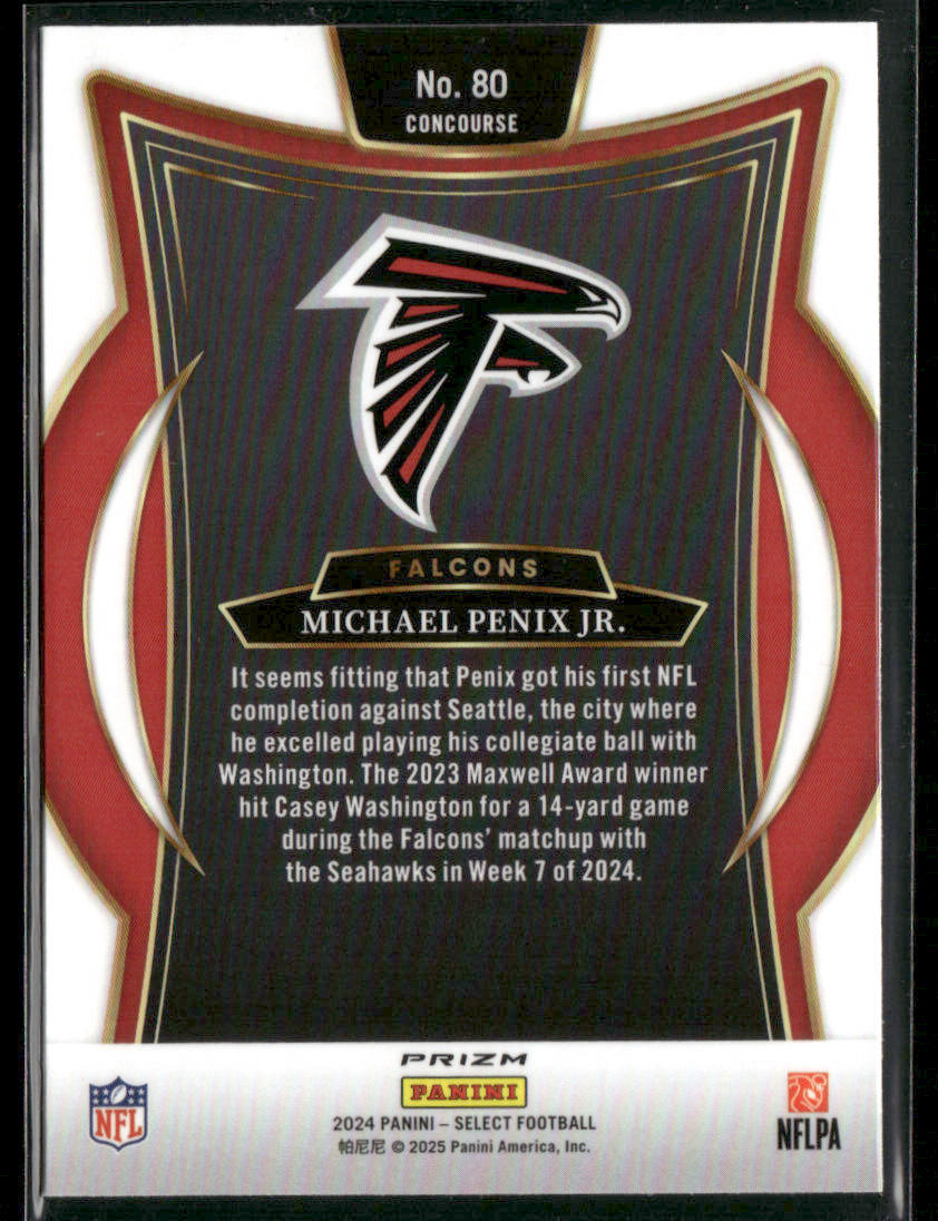 2024 Panini Select Michael Penix Jr. #80 Green And Yellow Shock Prizm RC Rookie