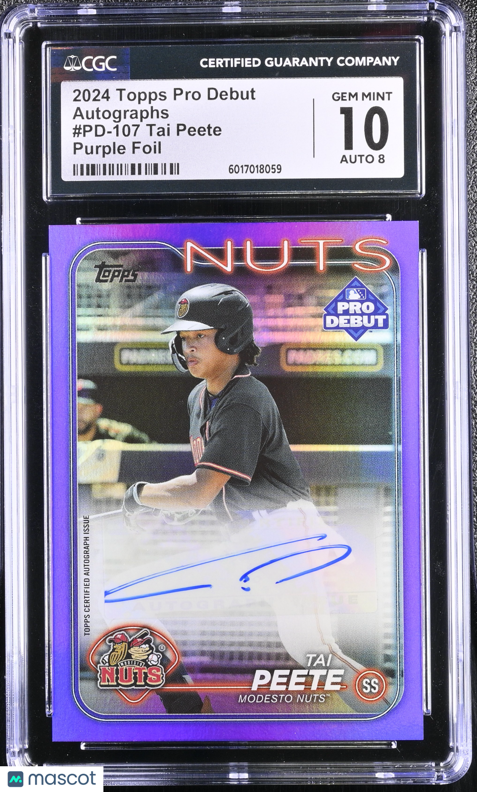 2024 Topps Pro Debut Tai Peete #PD-107 Purple Foil Autographs CGC 10