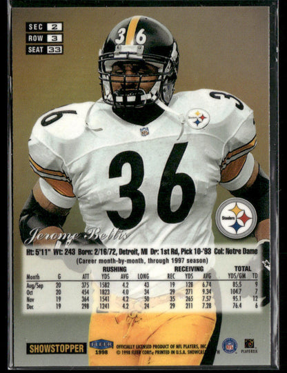 1998 Fleer Showcase Flair Jerome Bettis #Sec 2 Row 3 Seat 33