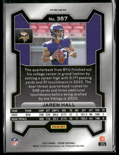 2023 Panini Prizm Jaren Hall #367 Orange Lazer RC