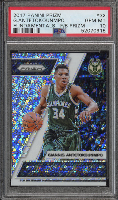 2017 Panini Prizm G. Antetokounmpo #32 Fundamentals F B Prizm PSA 10