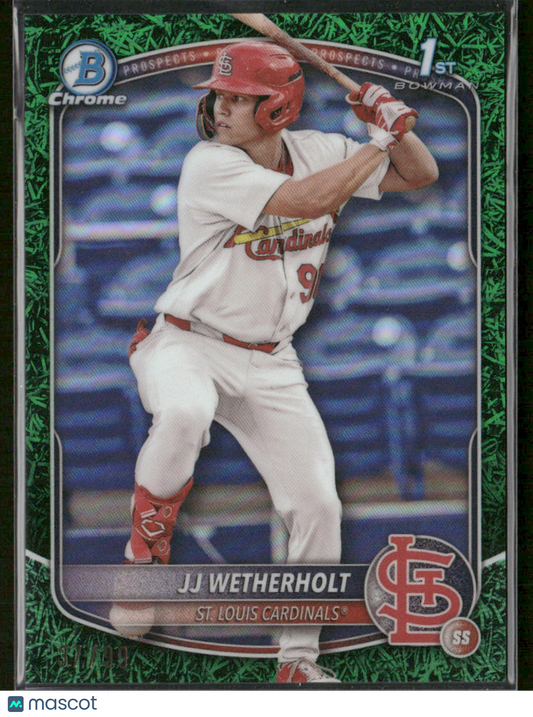 2025 Bowman JJ Wetherholt #BCP-22 Green Grass Refractor 1st Bowman Chrome 37/99
