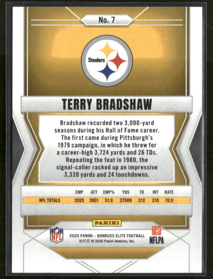 2025 Panini Donruss Elite Terry Bradshaw #7 FOTL Pink 03/13