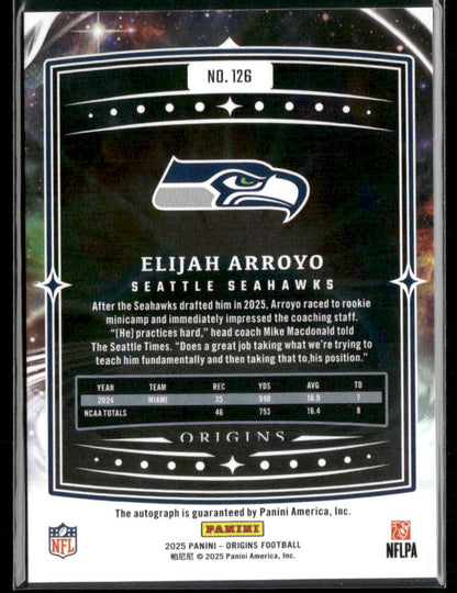 2025 Panini Origins Elijah Arroyo #126 RC Rookie Signatures Auto RC 74/99