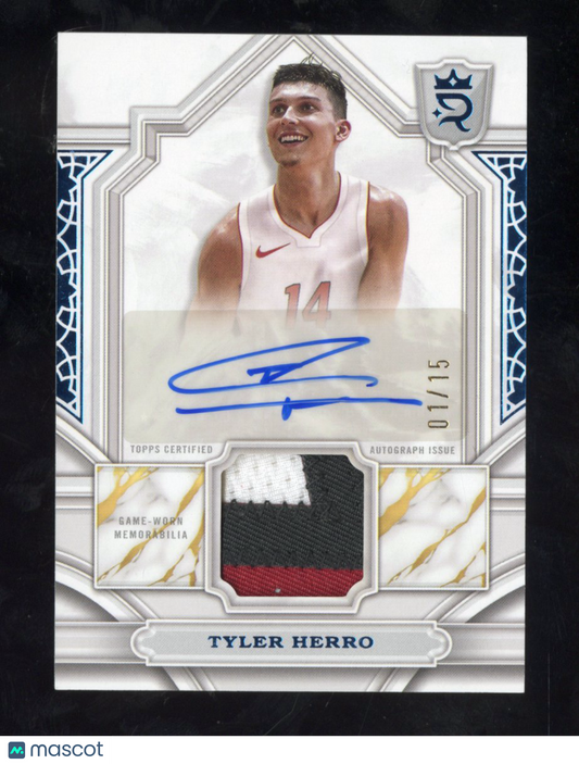 2023-24 Topps Royalty Collection Tyler Herro #RA-THO Relic Auto Blue 01/15