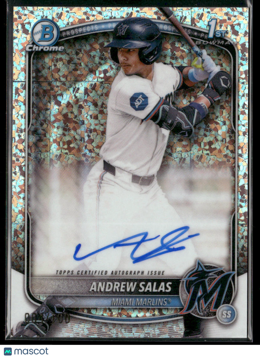 2025 Bowman Chrome Andrew Salas #CPA-AS Mini Diamond 1st Bowman Auto 004/100
