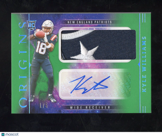 2025 Panini Origins Football Kyle Williams #RJJ-KWS Green Rookie Patch Auto 1/5