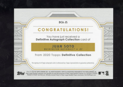 2020 Topps Definitive Juan Soto #DCA-JS "Keep It Tight, Keep It Right" Auto /35