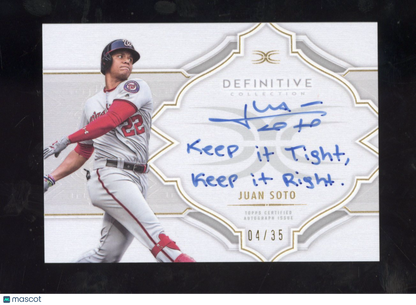 2020 Topps Definitive Juan Soto #DCA-JS "Keep It Tight, Keep It Right" Auto /35