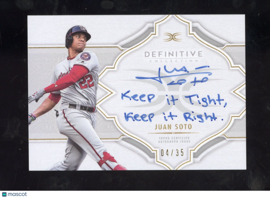 2020 Topps Definitive Juan Soto #DCA-JS "Keep It Tight, Keep It Right" Auto /35
