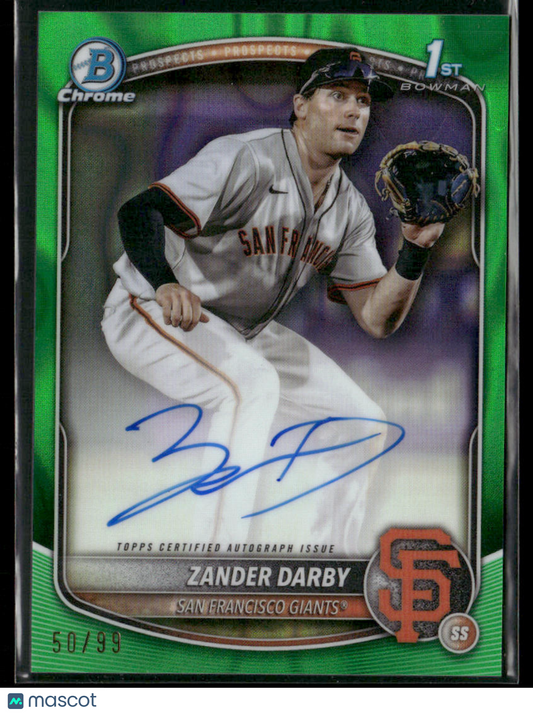 2025 Bowman Chrome Zander Darby #CPA-ZD Green Lava 1st Bowman Auto 50/99 (BT)