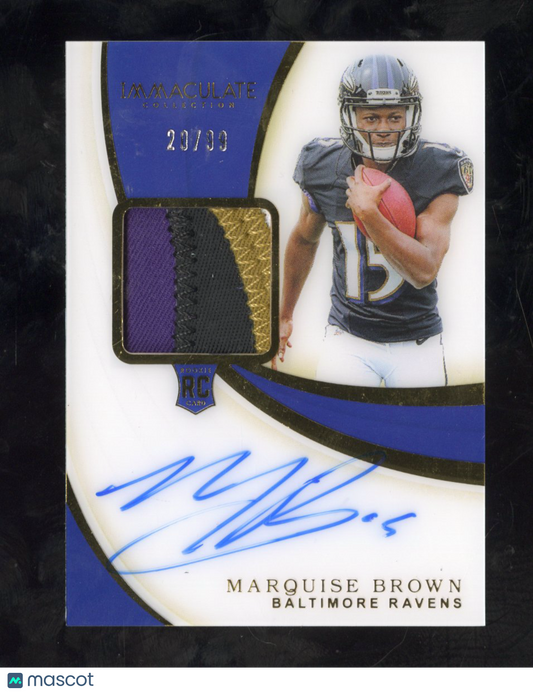 2019 Panini Immaculate Collection Marquise Brown #112 RC Rookie Patch Auto 20/99