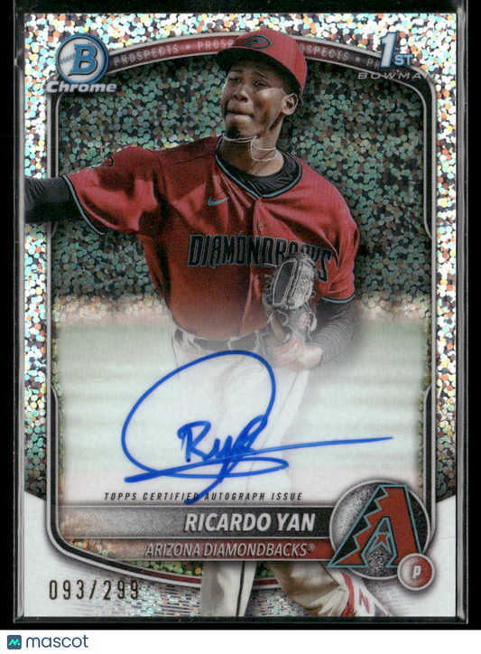 2025 Bowman Ricardo Yan #CPA-RY Speckle Refractor 1st Bowman Chrome Auto 093/299