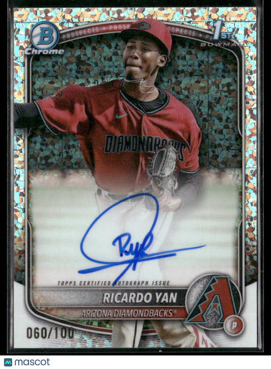 2025 Bowman Ricardo Yan #CPA-RY Mini Diamond 1st Bowman Auto Chrome 060/100