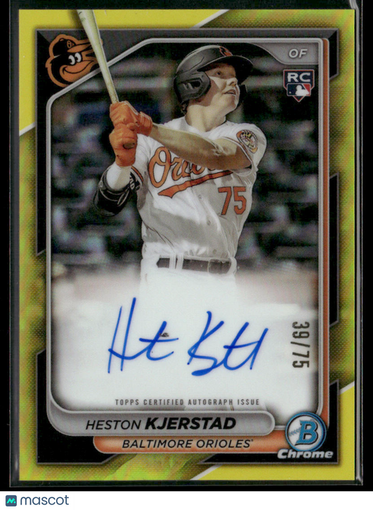 2024 Bowman Chrome Heston Kjerstad #CPA-HK Yellow Refractor RC Rookie Auto 39/75