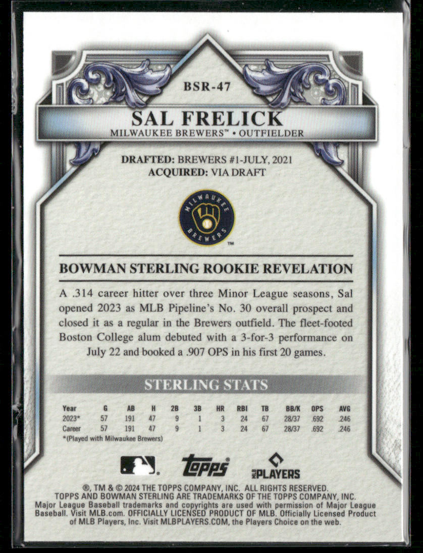 2024 Bowman Sterling Sal Frelick #BSR-47 Gold Refractor 24/50 RC Rookie