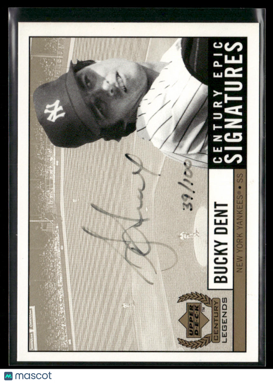 1999 Upper Deck Century Legends Bucky Dent Century Epic Signatures Auto 39/100