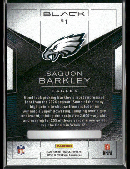 2025 Panini Black Football Saquon Barkley #1 Royal Parallel 69/99