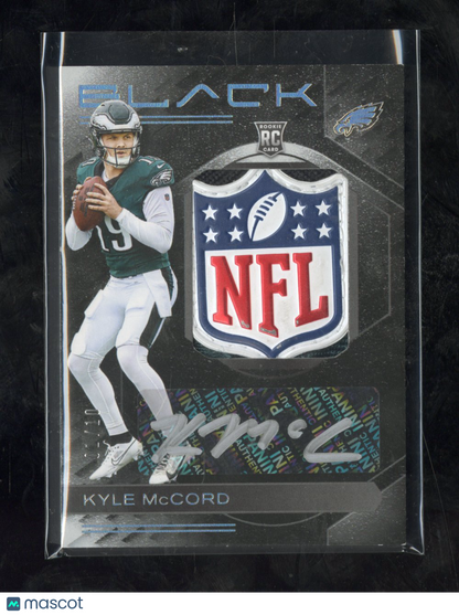 2025 Panini Black Football Kyle McCord Gold NFL Shield Rookie Patch Auto 01/10