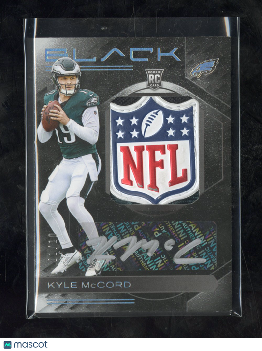 2025 Panini Black Football Kyle McCord Gold NFL Shield Rookie Patch Auto 01/10