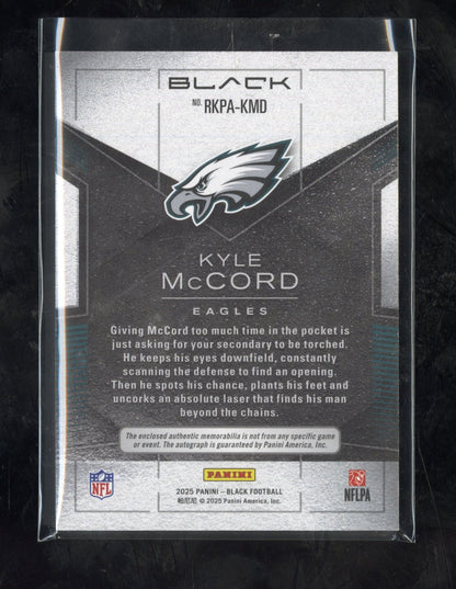 2025 Panini Black Football Kyle McCord Gold NFL Shield Rookie Patch Auto 01/10