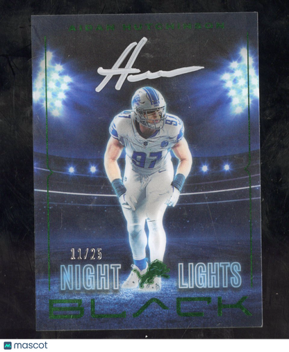 2024 Panini Black Aidan Hutchinson #NLS-AHN Night Lights Auto Emerald 11/25