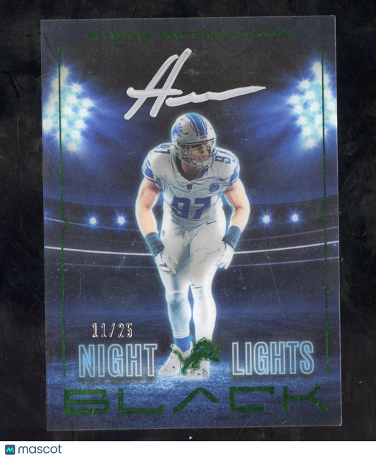 2024 Panini Black Aidan Hutchinson #NLS-AHN Night Lights Auto Emerald 11/25
