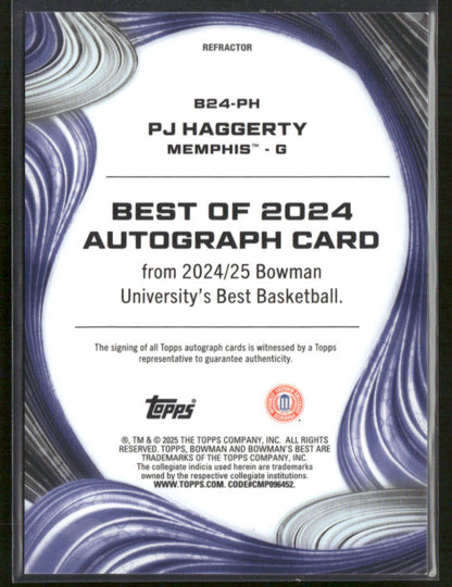 2024-25 Bowman University Best PJ Haggerty #B24-PH Refractor Auto