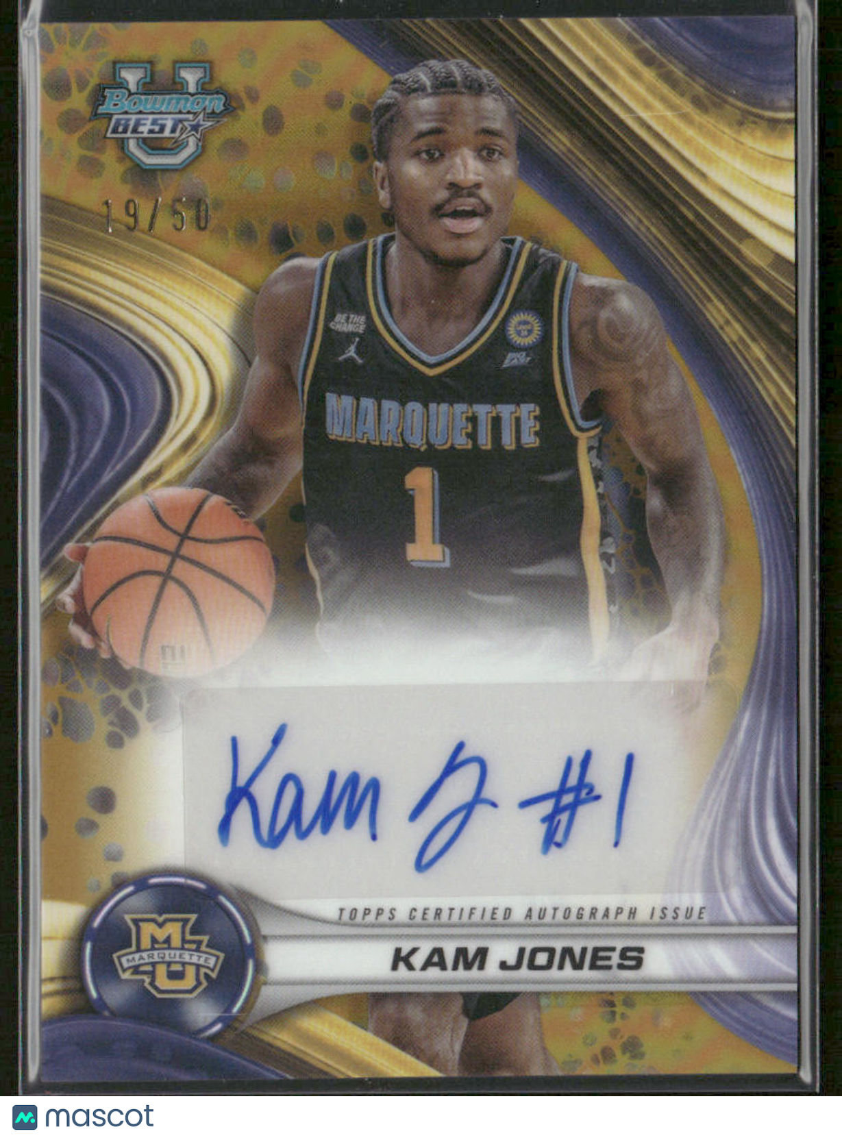 2024-25 Bowman University Best Kam Jones #B24-KJ Gold Refractor Auto 19/50