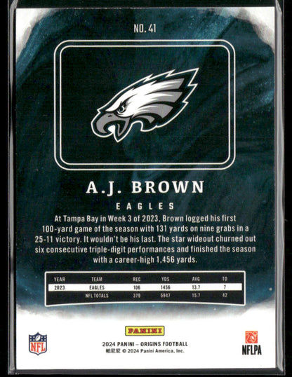 2024 Panini Origins Football A.J. Brown #41 Green Parallel 05/10