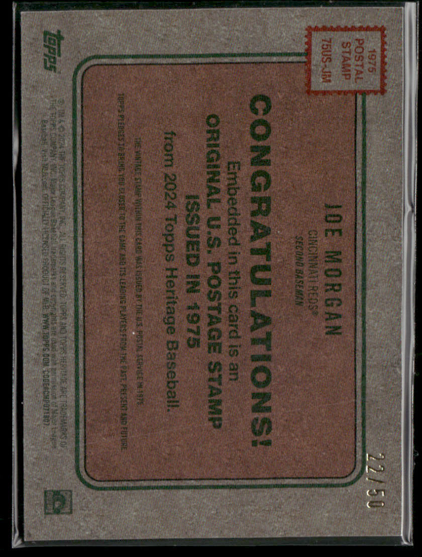 2024 Topps Heritage Joe Morgan #75US-JM 1975 Postage Stamp 22/50