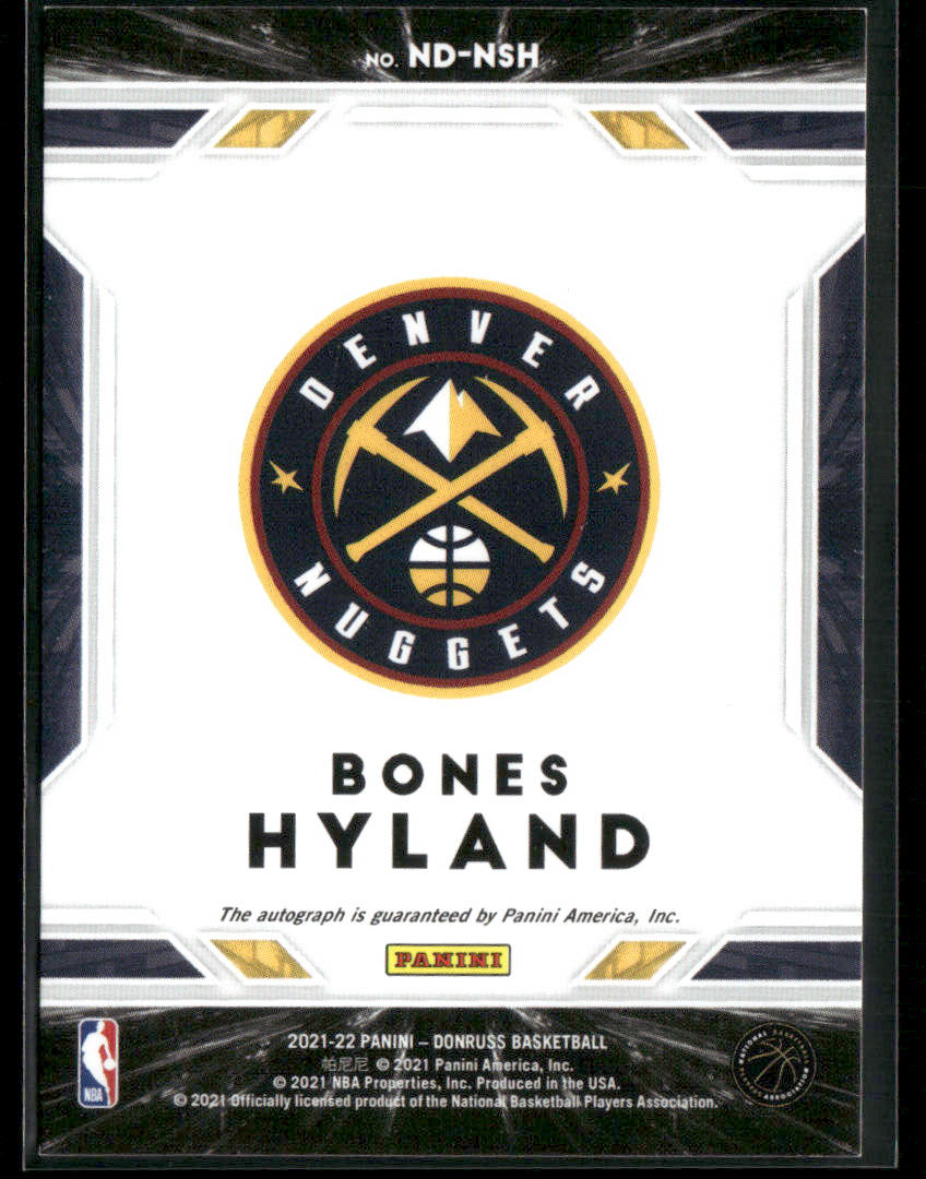 2021-22 Panini Donruss Bones Hyland #ND-NSH RC Rookie Next Day Auto