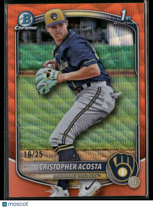 2025 Bowman Chrome Cristopher Acosta #BCP-176 Orange Wave 1st Bowman 16/25