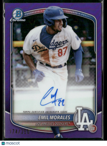 2025 Bowman Chrome Emil Morales #CPA-EMO Purple Refractor Auto 174/250