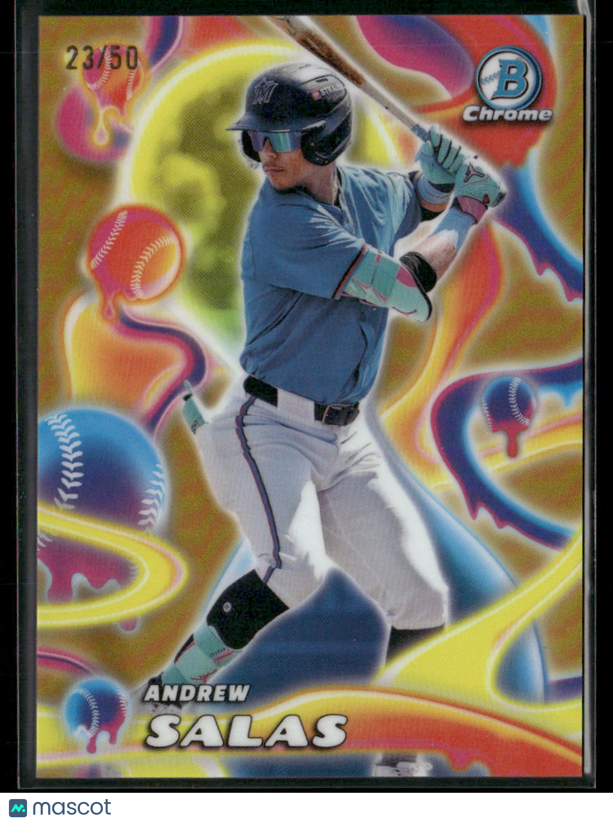 2025 Bowman Chrome Andrew Salas #MM-17 Gold Refractor Melt Mashers 23/50