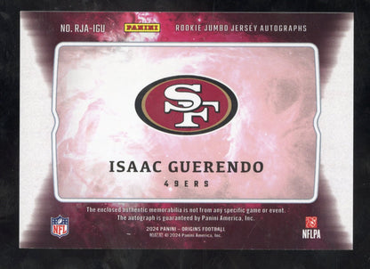 2024 Panini Origins Isaac Guerendo #RJA-IGU Rookie Jumbo Jersey Auto