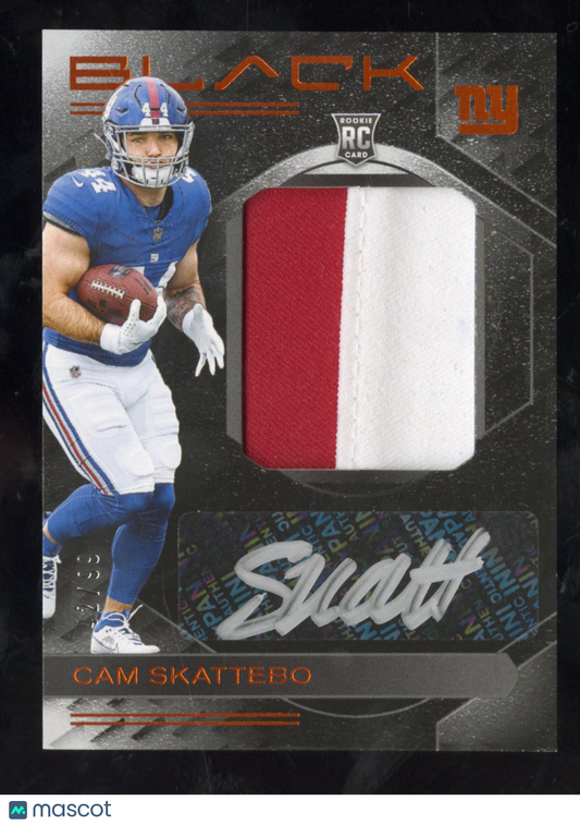 2025 Panini Black Football Cam Skattebo RC Rookie Patch Auto Citrine 42/99
